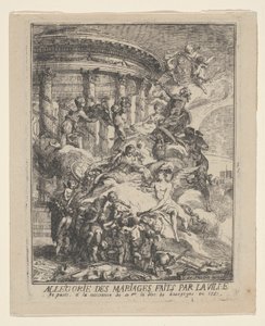 Allegorie van de huwelijken gesloten door de stad Parijs bij de geboorte van de hertog van Bourgondië door Gabriel Jacques de Saint Aubin