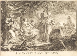 Laban zoekt zijn Goden door Gabriel Jacques de Saint Aubin