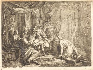 Verzoening van Absalom en David door Gabriel Jacques de Saint Aubin