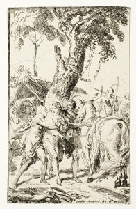De ontsnapping van M. de Belle-Isle, gevangene in de Attakapas, plaat vier uit Les Nouveaux Voyages aux Indes Occidentales door Gabriel Jacques de Saint Aubin