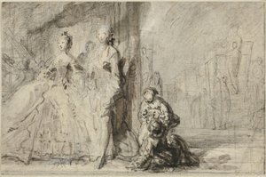 De promenade op de boulevard door Gabriel Jacques de Saint Aubin
