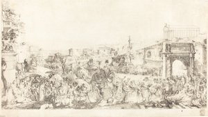 Triomf van Pompeius in Rome door Gabriel Jacques de Saint Aubin