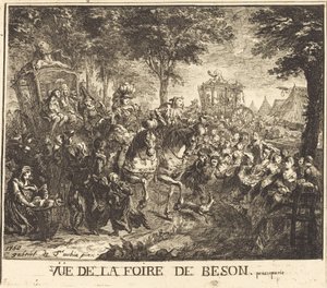 Uitzicht op de kermis van Beson door Gabriel Jacques de Saint Aubin