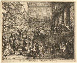 Uitzicht op de Salon van het Louvre in het jaar 1753 door Gabriel Jacques de Saint Aubin