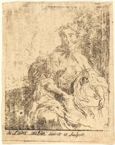 Jonge Vrouw op het Terras door Gabriel Jacques de Saint Aubin