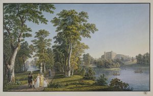 Uitzicht op het paleis in Gatchina vanuit het park, 1753