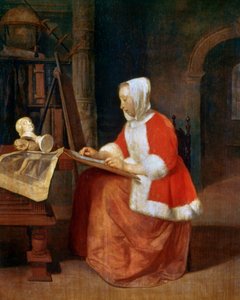 Een Zittende Vrouw die Tekent, ca. 1649-1667