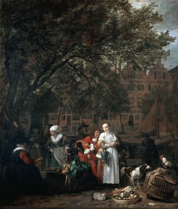 Amsterdamse kruidenmarkt door Gabriel Metsu