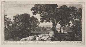 Landschap met figuren door Gabriel Perelle