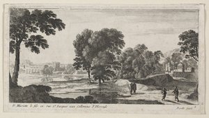 Landschap met figuren door Gabriel Perelle