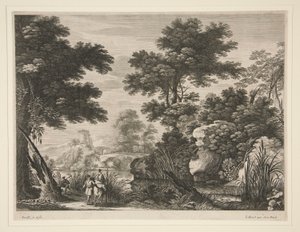 Landschap met de Vlucht naar Egypte door Gabriel Perelle