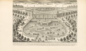Het uiteinde van de tuin van Marly, uit "Les Delices de Versailles et des Maisons Royales" door Charles-Antoine Jombert, 1766 door Gabriel Perelle