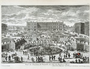 Uitzicht op het Kasteel van Versailles vanaf de waterkant - door Perelle, eind 17e eeuw door Gabriel Perelle