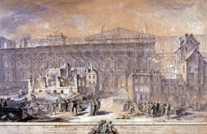 Bouw van het Louvre, Parijs door Gabriel de Saint Aubin