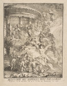Allegorie van de huwelijken gesloten door de stad Parijs bij de geboorte van de hertog van Bourgondië door Gabriel de Saint Aubin