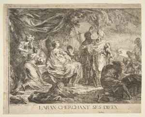 Laban zoekt zijn goden, 1753 door Gabriel de Saint Aubin