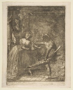 Le Theatre Italien door Gabriel de Saint Aubin