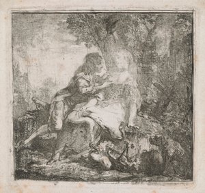 Les deux amants (De Twee Geliefden) door Gabriel de Saint Aubin