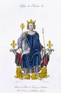 Beeld van Karel VI, gegraveerd door Amedee Peree, uit 