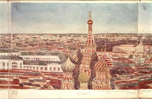 Panorama van Moskou, met de Sint-Basiliuskathedraal, 1819