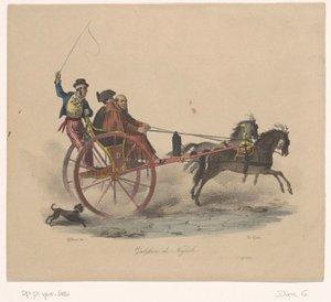 Drie mannen in een rijtuig door Gaetano Dura