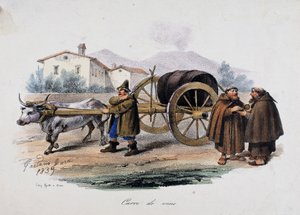 Wagen met wijnvat door Gaetano Dura