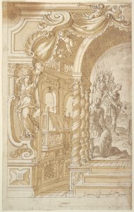 Ontwerp voor een Illusionistische Muurdecoratie, met een Koning Begeleid door Soldaten door Gaetano Lazzara