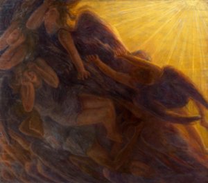 Val van engelen (drieluik) door Gaetano Previati