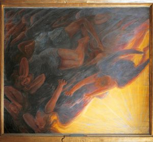 De val van de engelen, drieluik centraal paneel, 1913