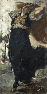 De vrouw van de kunstenaar als Turkse danseres door Gaetano Previati