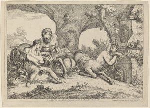 Chiron leert Achilles muziek door Gaetano Zompini after Giovanni Benedetto Castiglione