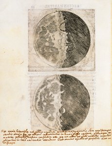 Sidereus Nuncius (Sterrenbode) met tekeningen van de fasen en het oppervlak van de Maan door Galileo Galilei
