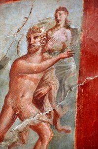 Detail van een fresco van het College of Sacellum des Augustales, Herculaneum (fresco) door Gallo Roman