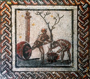 Pottenbakkerscène (mozaïek, eind 2e, begin 3e eeuw) door Gallo Roman