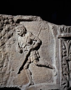 Gallisch-Romeinse kunst: stele die een gladiator voorstelt door Gallo Roman