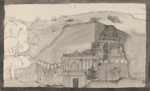 Interieur van een Ellora-grottempel door Gangaram Chintaman Tambat
