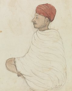 Man met een rode tulband door Gangaram Chintaman Tambat