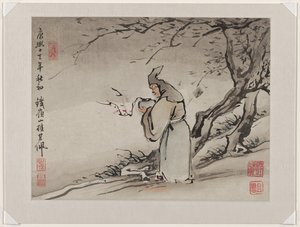 Vingerverf, uit een album van tien door Gao Qipei