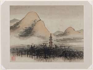 Vingerverf, uit een album van tien door Gao Qipei