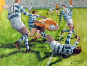 Rugbywedstrijd: Australië tegen Argentinië in de Wereldbeker, 1991