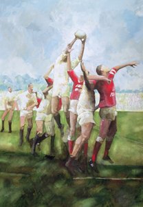Rugbywedstrijd: Llanelli tegen Swansea, Line Out, 1992