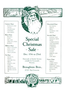 Advertentie voor Broughton Bros. - Speciale kerstuitverkoop, 1917