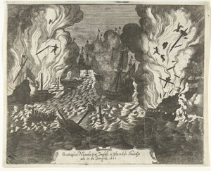 Zeeslag bij Lowestoft, 1665 door Gaspar Bouttats (attributed to)