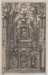 Catafalque voor Ferdinand, uit een niet-geïdentificeerd boek, ca. 1660-95 door Gaspar Bouttats