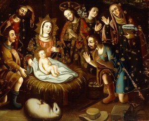 Aanbidding van de Herders door Gaspar Miguel de Berrio