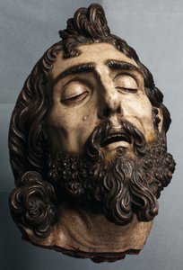 Hoofd van Johannes de Doper (geschilderd hout)