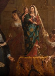 Parochiekerk (Eglise Saint-Brice). Schilderij "De aartshertogin Isabel van Spanje geeft haar sieraden aan de basiliek van Sint-Martin van Halle". Gaspar de Crayer. door Gaspar De Crayer