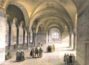 Haghia Sophia, plaat 13: het midden van de galerij, gegraveerd door Louis Haghe, gepubliceerd 1852 (litho)