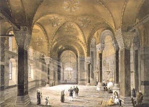 Haghia Sophia, plaat 5: de noordelijke ingang, gegraveerd door Louis Haghe, gepubliceerd 1852