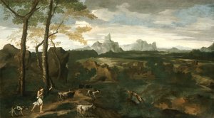 Landschap met een herder en geiten